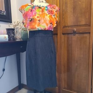 AGB floral top dress built in tank zipper in back size 10